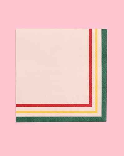 xo, Fetti Gingham Camp Napkins - 3-ply, 24 pcs | Green Cocktail Napkins, Pink Dinner Party Setting, Bachelorette Decoration, Cute Birthday Tablescape