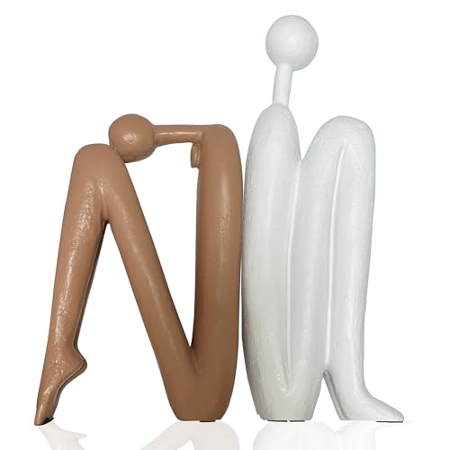 Königswerk Thinker Statue Decorative Bookends for Shelves, Abstract Decor Aesthetic Book Ends Stoppers for Living Room Office, Resin, 1Pair/2Piece