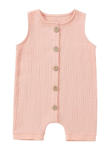 La mejor comparación de Peleles para dormir para Bebé para comprar hoy. 42 SEAUR - Mono Verano Bebé Niño Niña Romper Algodón Bebés Mameluco Color Sólido sin Mangas Pelele Recién Nacidos con Botones Infantil Ropa de Dormir de Una Pieza Cómodo -...