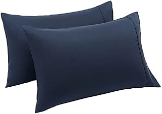 Amazon Basics Light-Weight Microfiber Pillowcases - 2-Pack, Standard, Navy Blue