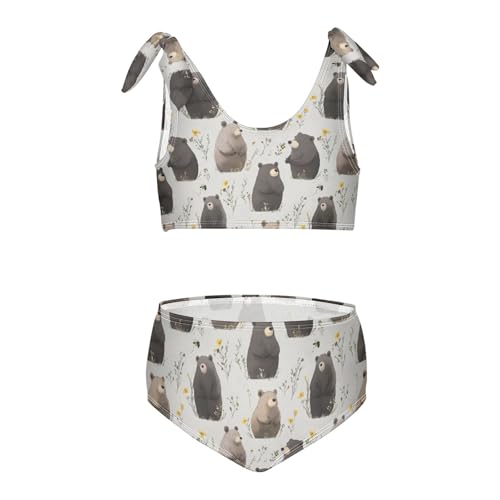 KLL Girls Swimsuit Bikini Set Cute 2 Piecing Bathing Suit with Adjustable Strap