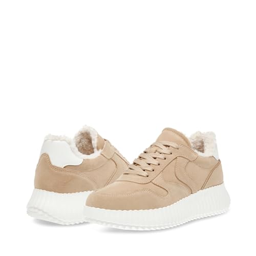 Steve Madden Steve Madden Women's Shereen Sneaker, Sand Suede Fur, 7.5