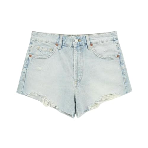 Short jeans femme bleu clair m ajusté déchiré pour l'été