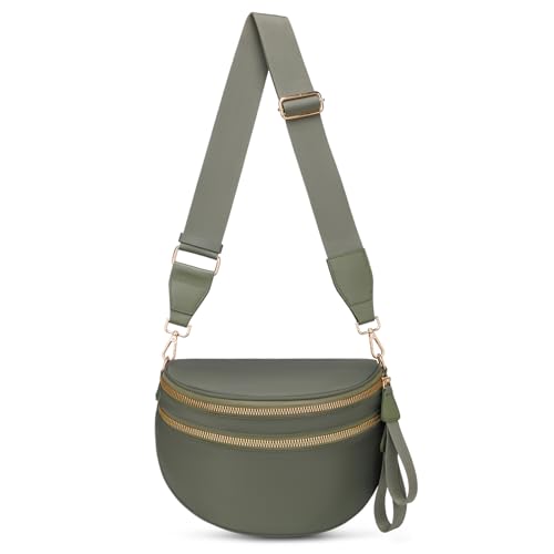 Crossbody Bum Bags for Women Pure Colour Spacious Trendy Sling Bag Nylon Fanny Pack Shoulder Bag for...