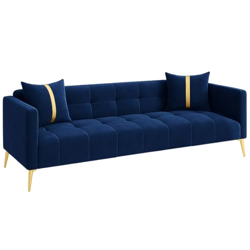 Image of Furny Styling 3 Seater Fabric Sofa Set (Blue) | Soft Velvet Fabric | Modern Design | Comfortable Seating | Living Room Furniture