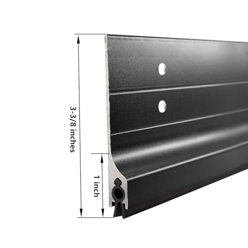 GALOFAY Door Metal Draft Stopper 36 inches Aluminum Mouse Blocker with Rubber Sweep Seal for Stop Under Doors Drafty Cover 2-3/8 inch Gap, 3-3/8"x36" Black - Thumbnail 2