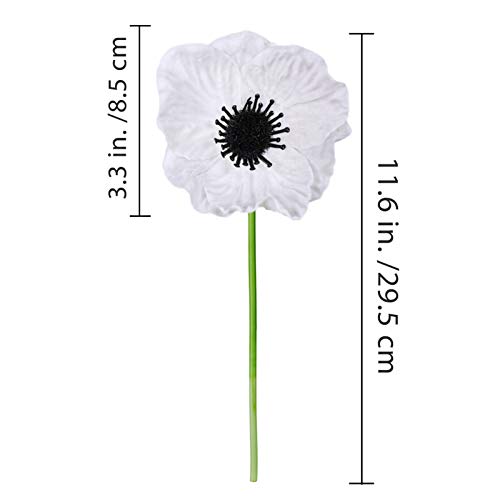 Winlyn 24 Pcs Artificial White Poppy Flower Stems Real Touch Flower Fake Flowers In White With Black Center For Wedding Bouquets Corsages Centerpiece Floral Arrangements thumb #2