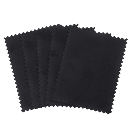 UALXPAO 20 Piezas paño for pulir Plata, paño de Limpieza y Pulido de Plata, paño de Limpieza Suave for Herramienta de joyería de Oro y Plata para Joyas, Piezas Decorativas(Black(6x8cm))