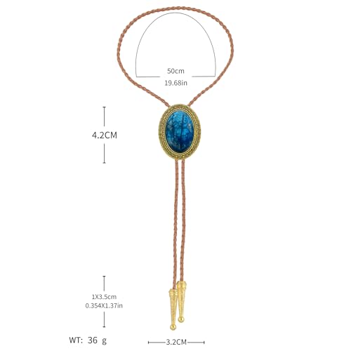 Image of Jeilwiy Bolo Tie for Men Real Stone Westwern Cowboy Ties Silver Bolos Women Leather Necktie Gift for Birthday Christmas