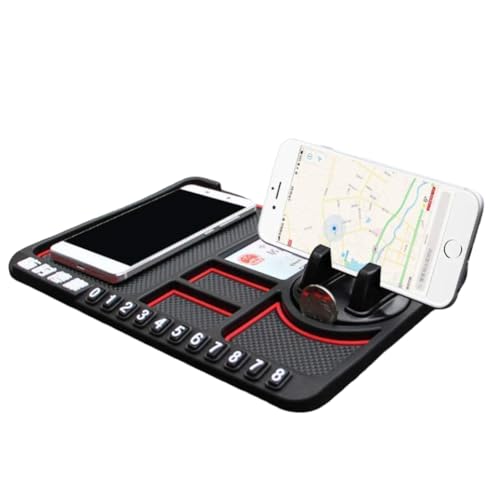 Image of Car Dashboard Anti-Slip with Mobile Phone Holder and Number Display Strip, Multi-Compartment Dashboard Organizer Pad (Car Phone Holder Mat)