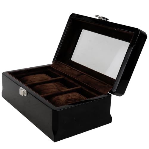 Rangement montre bois anti-rayures | Présentoir 3 emplacements et étui de voyage rigide