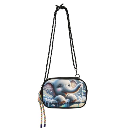 TSENQUE Bolsa transversal para mulheres, bolsas pequenas fofas para banho, elefante, carteira para celular, bolsa de mão com alça longa sobre os ombros