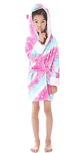 Baby Kid Little Gril Kids Hooded Animal Unicorn Bathrobe Plush Fleece Robe Halloween Cosplay Sleepwear