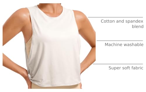 Image of CRZ YOGA Pima Cotton Dropped Armhole Tank | Workout, Naturally Soft, Loose Fit, Crop, Crewneck, Knotted Sides, Sleeveless Tops for Women