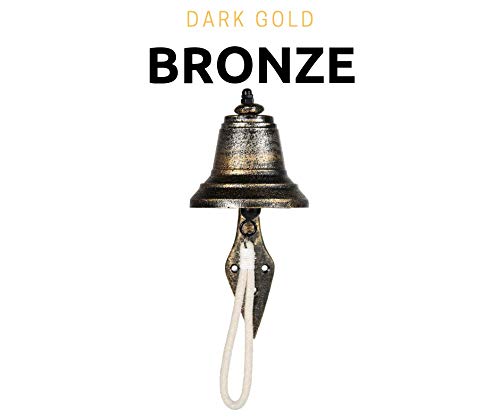 Upstreet Outdoor Dinner Bells Made of Cast Iron | Bracket Mounts Bell to Both Indoor Outdoor Wall Surfaces (Venetian Bronze, 6) - Thumbnail 5