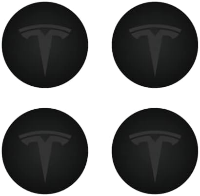 Wheel Hub Caps Center Cover (4PCS) for KAVANIC Tesla Model Y Model 3 Modification Hub Cover (Black/Matte Black)