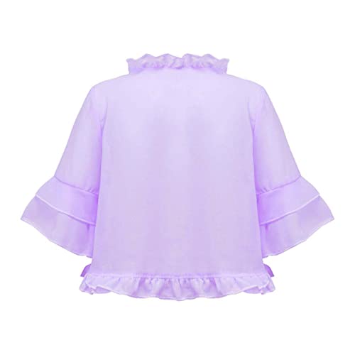FEESHOW Little Girls Short Sleeve Knitted Bolero Cardigan Shrug Lace-up Straps Front Top Cover up Sweater2