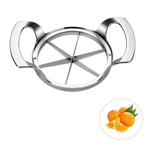 ジェネリックステンレススチールフルーツカッター、12ブレード、滑り止めハンドル、キッチン用高耐久スイカパイナップルスライサー(6枚刃-H)、XGD0055