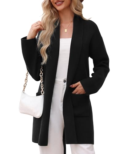 Totatuit Long Cardigan Sweaters for Women with Belt 2024 Fall Open Front Knit Sweaters for Women with Pockets