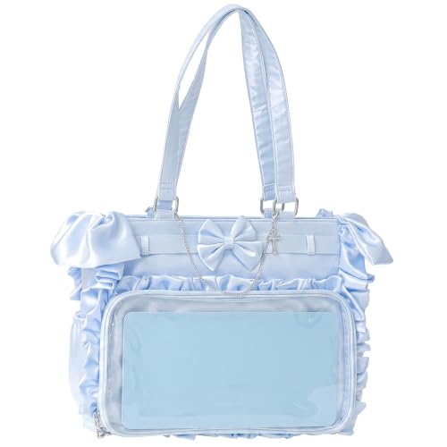 Sac Ita bag kawaii nœud satin et dentelle : grand cabas Lolita à bandoulière