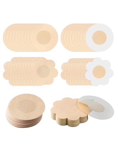 TPZORJX 100 Piezas Cubre Pezones Desechables,Mujer Transpirable Invisible Pegatina,Pezoneras Adhesivas Invisibles,Nipple Cover,Pegatinas Sujetador Pecho Pegatinas Autoadhesivas Pezones(Redonda,Flor)