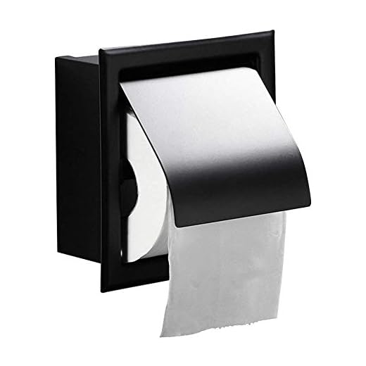 Matte Black Recessed Toilet Paper Roll Holder, Stainless Steel Tissue Paper Holder Storage Box Wall Mount for Bathroom