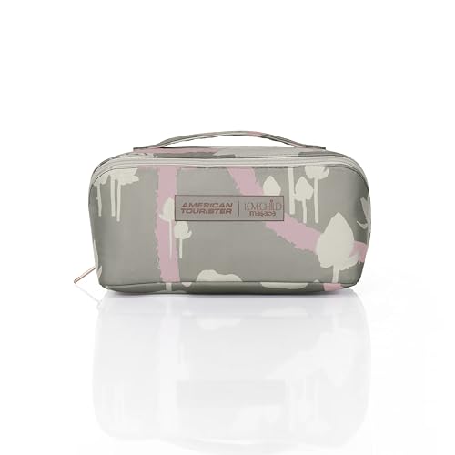 Image of American Tourister x Love Child by Masaba Polyester Cosmetic Pouch for Women /Travel Makeup Organizer /Stylish Multipurpose Toiletry Bag for Cosmetics, Accessories /Lightweight & Durable- Grey