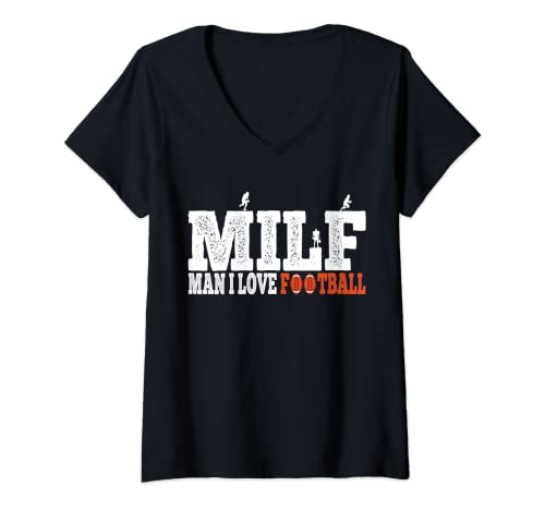 Mujer Hombre me encanta el fútbol fútbol fútbol porterías jersey Milf Hunter Camiseta Cuello V