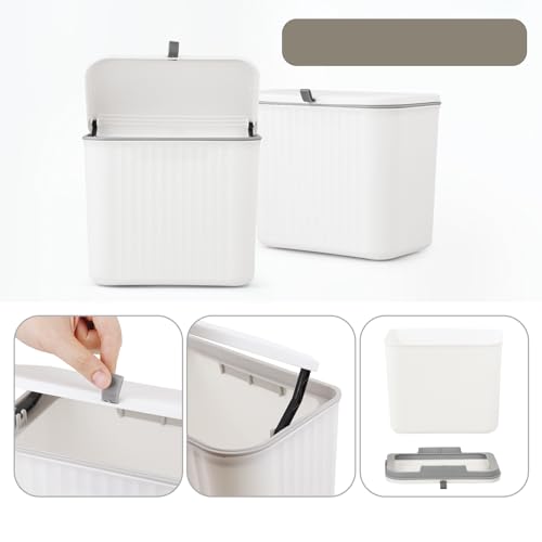 Image of Sanitary Napkin Receptacle,White Plastic Wall Mounted Tampon Disposal Bin with Lid 10x9x6 inches Feminine Hygiene Trash Can for Women Bathroom Home Office Sanitary Waste(with 200pcs Trash Bag)
