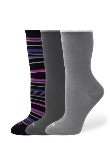 Image of HUE Women's Jeans Roll Cuff Crew Sock, Crew Socks for Women