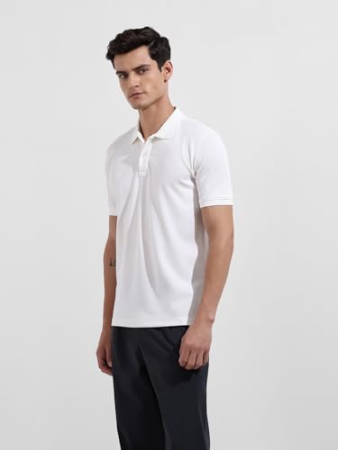 Image of The Indian Garage Co Men Regular Fit Textured Polo Neck Half Sleeves Tshirt