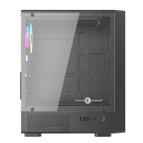 Image of Circle Gladius M1 Mid- Tower Computer Case | Gaming Cabinet - Black| Support M-ATX, ITX | Pre- Installed 3 x 120mm Front and 1 x 120mm Rear RGB Mirror Fans