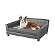 BingoPaw Luxus Hundesofa Grosse Hunde: Mordern Haustiersofa Mikrofaser Leder atmungsaktive wasserdicht Hundecouch Orthopädisches Hundesofa mit Rückenlehne und Holzbeinen, Grau XL 96x70x40cm