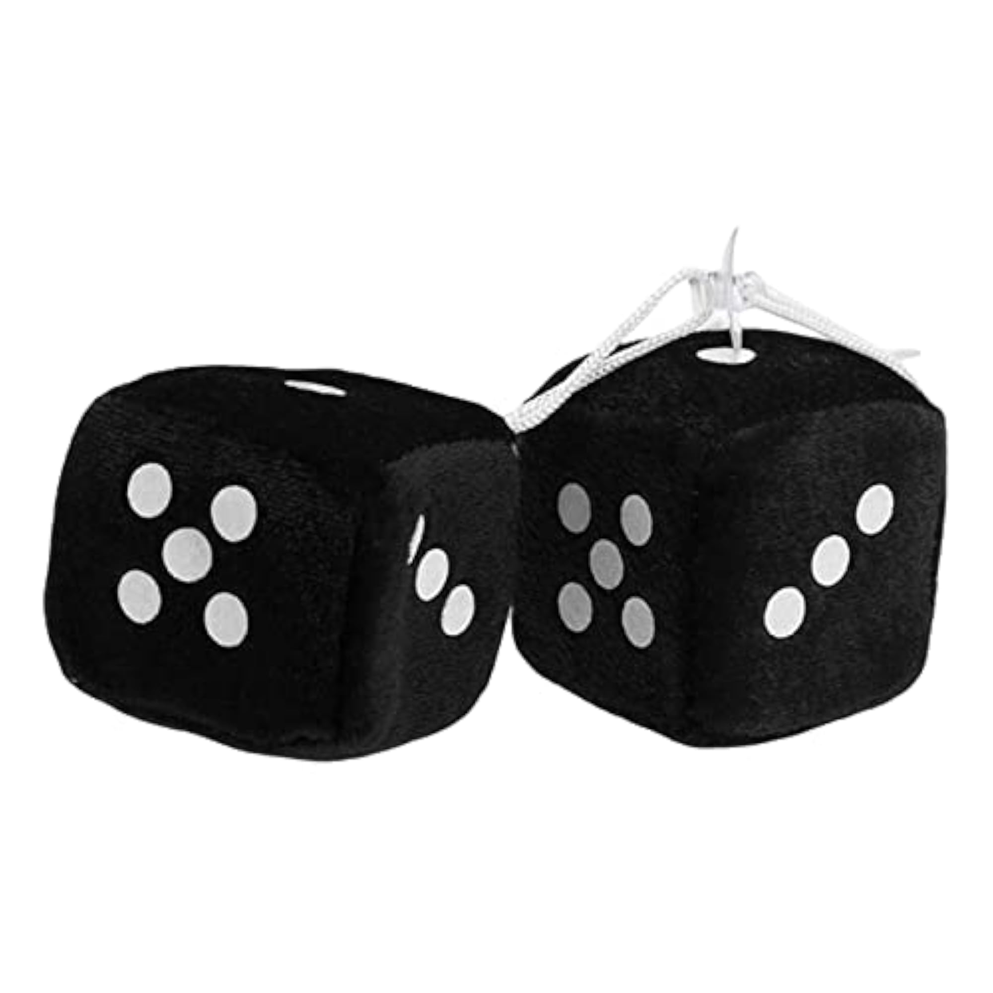 2Pcs Retro Fuzzy Dice with Dots Plush Dice Ornament