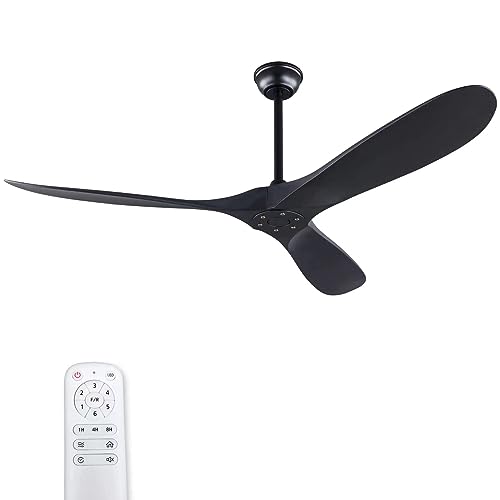 KBZZ 60 Inch Ceiling Fan NO Light with Remote, 3 Blade ABS Black Ceiling Fan, 6 Speeds Quiet DC Motor Exterior Fan, Indoor Outdoor Ceiling Fan for Living Room,Study,Patio,Porch,Gazebo by KBZZ - Image 7
