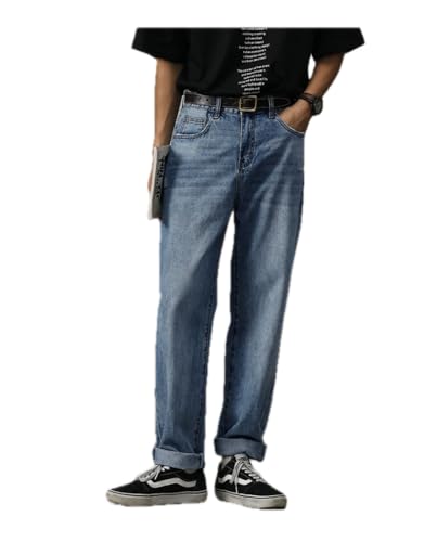 Pants Trousers Denim Spring Summer Straight Micro Tapered Jeans Blue Versatile Youth Slim Fit and Slimming Design for Men - Main Image