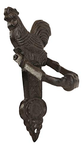 Ebros Gift 8.75" Tall Cast Iron Metal Rustic Farmhouse Rooster Chicken Door Knocker Statue With Built In Striking Plate Birds Home Decorative Garden Barn Cabin Cottage Accent Sculpture #TOP4