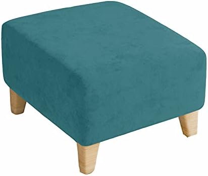 NLCYYQ Ottomans Cover Rectangle Ottomans Cover Square, Footstool Slipcovers Stretch Velvet, Ottoman Slipcovers Dustproof Storage Stool Cover (Teal,Rectangle Small)