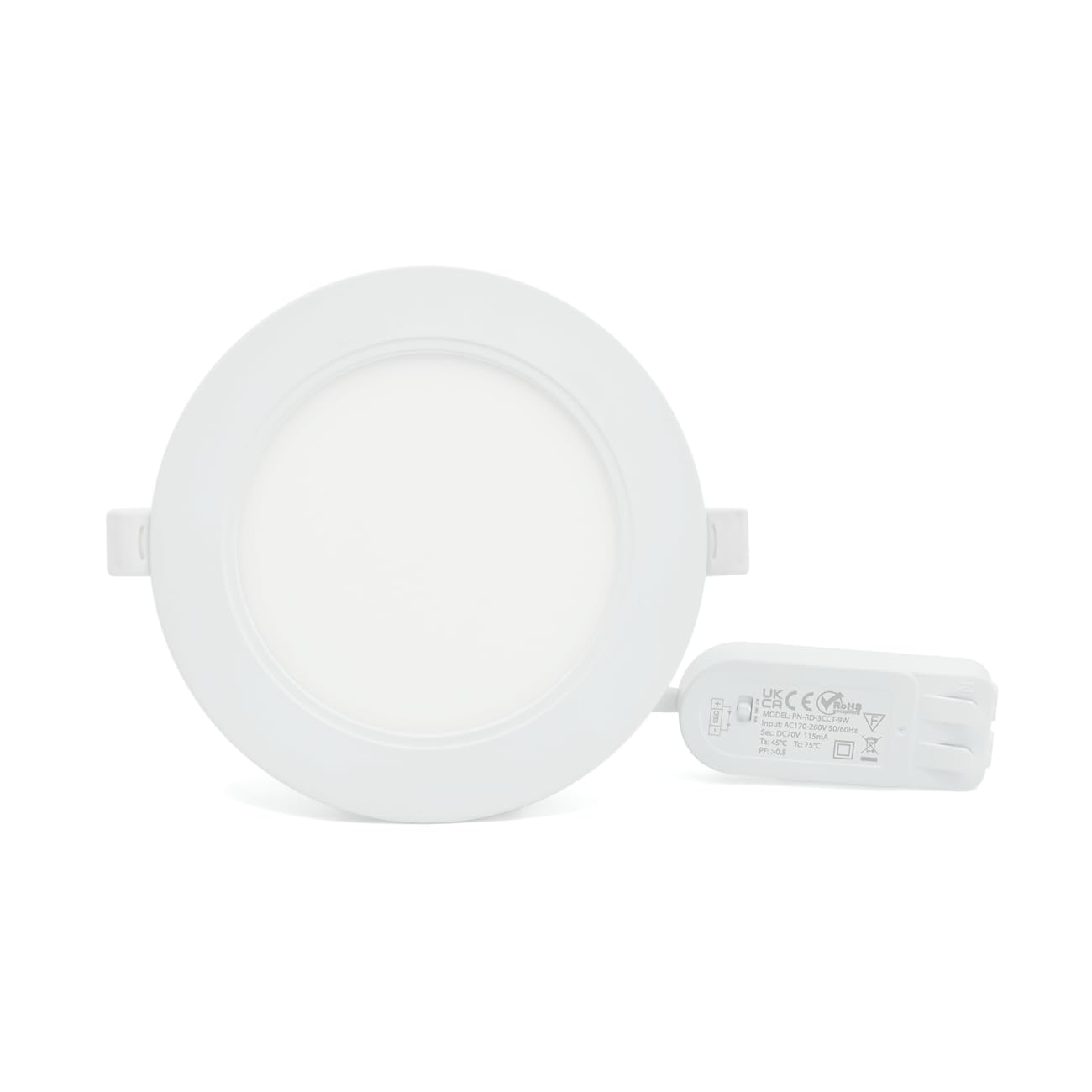 G.w.s Cool White (6000K) G.w.s® Led Slim Recessed Panel Light, Round 9W 900Lms Ip54, Led Driver Included