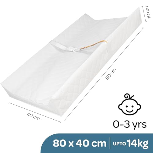 Image of Waterproof Contour Diaper Changing Pad - 80 x 40 cm Baby Change Mat with Safety Strap, Anti-Slip Base, Easy to Clean, Lightweight - Fits All Standard Changing Tables & Dresser Tops