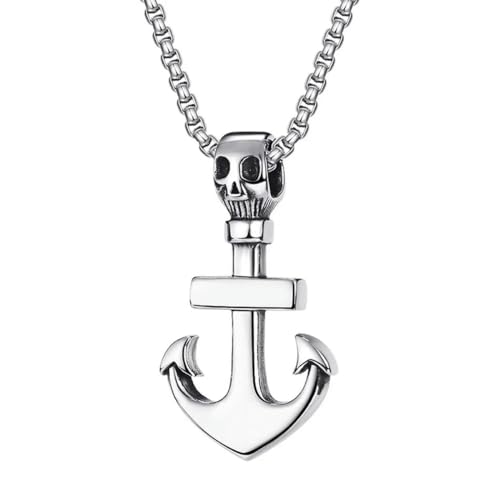 Collier ancre crâne pirate homme fini les bijoux qui verdissent optez pour l'acier 316L