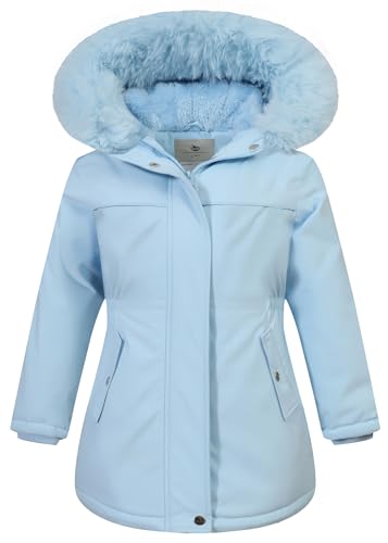Girls Waterproof Winter Jacket Fleece Lined Hooded Coat,Kid's Warm Insulated Parka for School & Outdoor Play
