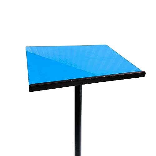 Image of Goyal steel & furniture Professors /Teachers /Podium /Portable /Durable /Strong Lecture Stand Made up of cast Iron Frame with Powder Coated Paint and Blue Wooden top (Blue, Stand with Single Support)