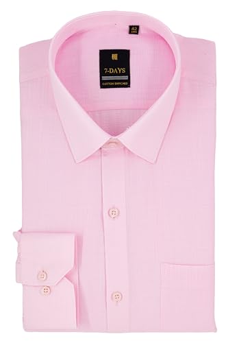 Image of 7-DAYS Premium Men's Formal Shirts - Cotton Rich, Textured Self-Design, Full Sleeve, Regular Fit, Wrinkle Resistant, with Pocket - Perfect for Office