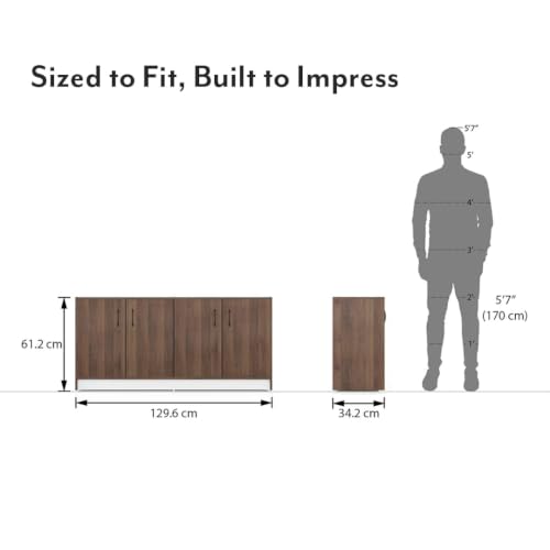 Image of Urban Ladder Alex 18 Pair Shoe Cabinet Shoe Rack with Doors | Stores 18 Pairs, Classic Walnut Finish