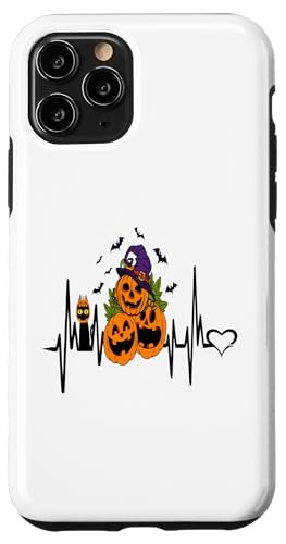 猫の男性の子供と一緒に面白いカボチャのハートビートハロウィーン スマホケース iPhone 11 Pro 用