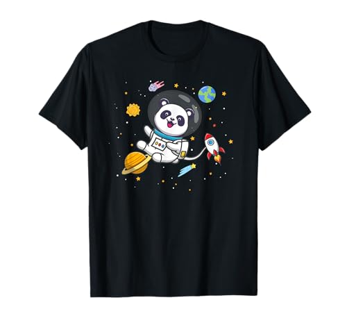 Cute Kawaii Space Kids Panda Maglietta