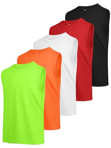 5 Pack Boys Tank Tops Dry-Fit Boys Undershirts Kids Athletic Tank Tops Shirts for Kids Youth - Main Image