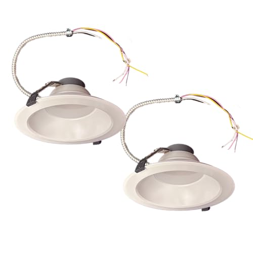 E2 LIGHTING 8 inch Commercial Electric Recessed Lights, Canless Shop Light, 5 CCT & Wattage Tunable, 2700K-5000K, 16W-35W, Ideal for Business, Shop, Warehouse-2 Pack