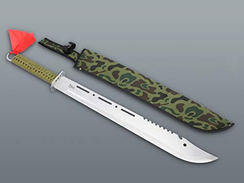 KOSxBO® Set XXL Machete 680mm mit Wurfmesser im klassischen Survival Blade Style - Prepper - Zombie Dead - Hunter Camouflage Grün